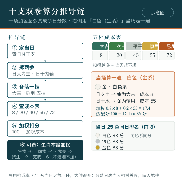 干支双参加权算分的推导链示意