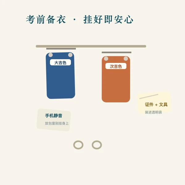 考前把大吉色衣物挂在衣架上备好