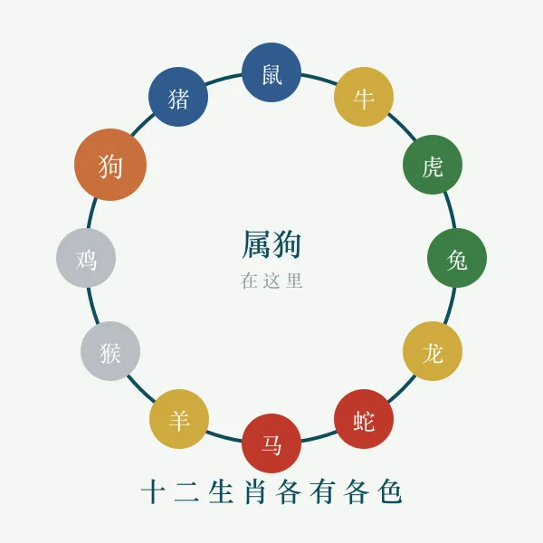 十二生肖环与五行对应示意
