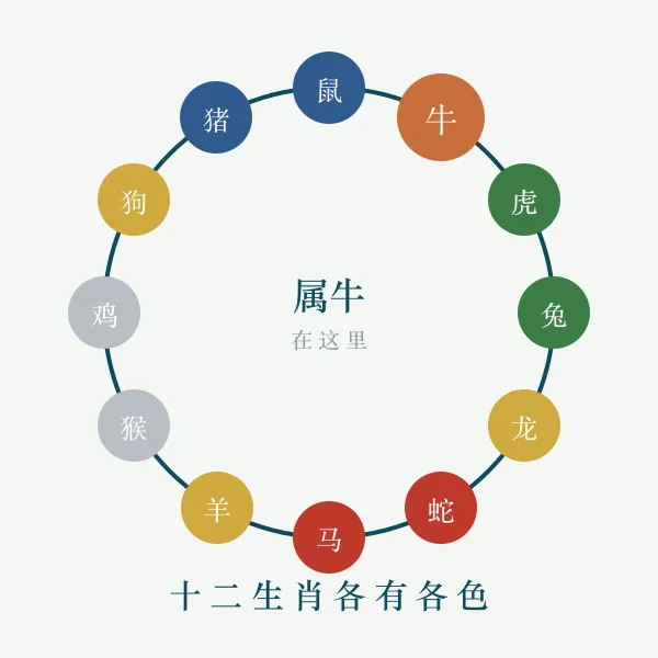 十二生肖环与五行对应示意