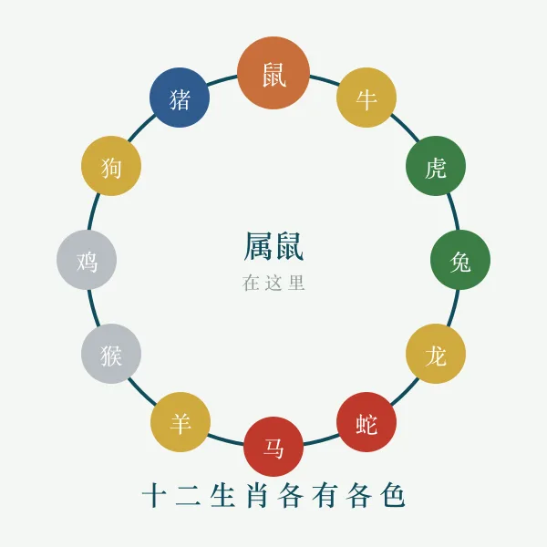 十二生肖环与五行对应示意